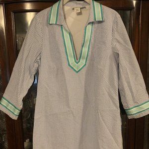 Seersucker Dress, Long Sleeve